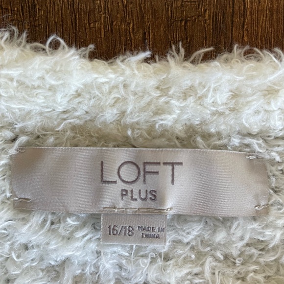 LOFT Plus Fuzzy Open Cardigan Sweater Jacket in White - Picture 5 of 5